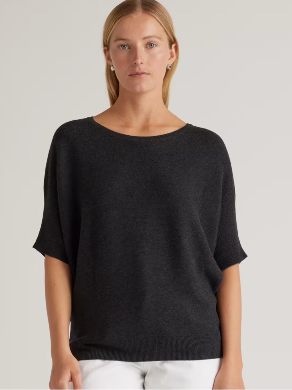 Quince Lightweight Cotton Cashmere Link-Stitch Dolman Sweater